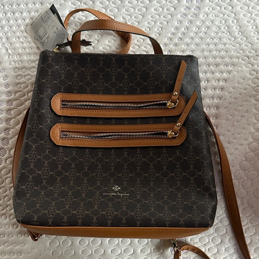 Nanette Lepore Black and Brown Tote Bag Backpack NWT